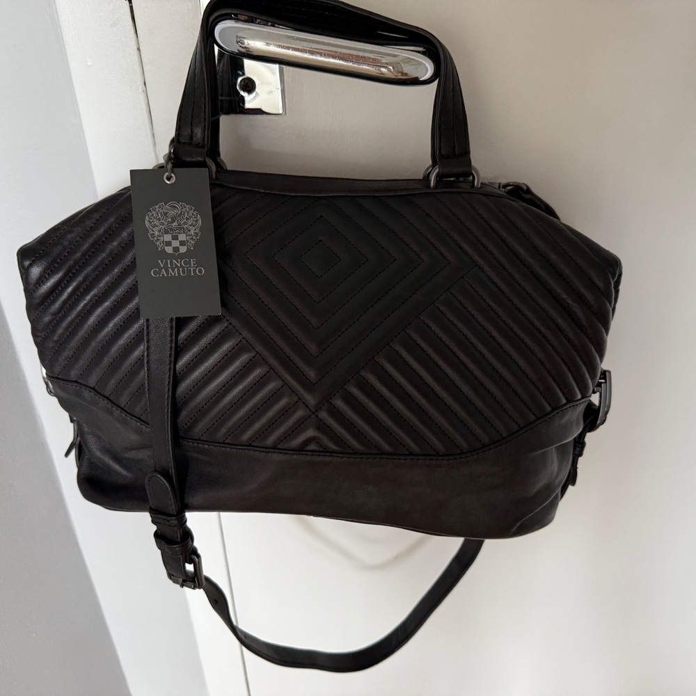 NEW Vince Camuto Tave Satchel – Black Quilted Leather - Picture 6 of 13
